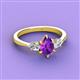 3 - Naomi 1.55 ctw Amethyst Pear Shape (9x7 mm) accented Natural Diamond Three Stone Women Engagement Ring 