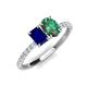 3 - Galina 7x5 mm Emerald Cut Blue Sapphire and 8x6 mm Oval Lab Created Alexandrite 2 Stone Duo Ring 