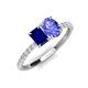 3 - Galina 7x5 mm Emerald Cut Blue Sapphire and 8x6 mm Oval Tanzanite 2 Stone Duo Ring 