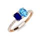3 - Galina 7x5 mm Emerald Cut Blue Sapphire and 8x6 mm Oval Blue Topaz 2 Stone Duo Ring 