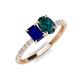 3 - Galina 7x5 mm Emerald Cut Blue Sapphire and 8x6 mm Oval London Blue Topaz 2 Stone Duo Ring 