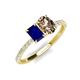 3 - Galina 7x5 mm Emerald Cut Blue Sapphire and 8x6 mm Oval Smoky Quartz 2 Stone Duo Ring 