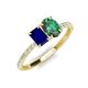 3 - Galina 7x5 mm Emerald Cut Blue Sapphire and 8x6 mm Oval Lab Created Alexandrite 2 Stone Duo Ring 