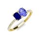 3 - Galina 7x5 mm Emerald Cut Blue Sapphire and 8x6 mm Oval Tanzanite 2 Stone Duo Ring 