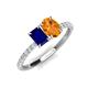 3 - Galina 7x5 mm Emerald Cut Blue Sapphire and 8x6 mm Oval Citrine 2 Stone Duo Ring 