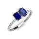 3 - Galina 7x5 mm Emerald Cut Blue Sapphire and 8x6 mm Oval Iolite 2 Stone Duo Ring 