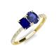 3 - Galina 7x5 mm Emerald Cut Blue Sapphire and 8x6 mm Oval Iolite 2 Stone Duo Ring 