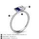 4 - Galina 7x5 mm Emerald Cut Blue Sapphire and IGI Certified 8x6 mm Oval Lab Grown Diamond 2 Stone Duo Ring 