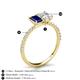 4 - Galina 7x5 mm Emerald Cut Blue Sapphire and 8x6 mm Oval White Sapphire 2 Stone Duo Ring 