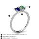 4 - Galina 7x5 mm Emerald Cut Blue Sapphire and 8x6 mm Oval Lab Created Alexandrite 2 Stone Duo Ring 