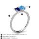 4 - Galina 7x5 mm Emerald Cut Blue Sapphire and 8x6 mm Oval Blue Topaz 2 Stone Duo Ring 