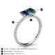 4 - Galina 7x5 mm Emerald Cut Blue Sapphire and 8x6 mm Oval London Blue Topaz 2 Stone Duo Ring 