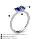 4 - Galina 7x5 mm Emerald Cut Blue Sapphire and 8x6 mm Oval Iolite 2 Stone Duo Ring 