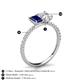 4 - Galina 7x5 mm Emerald Cut Blue Sapphire and 8x6 mm Oval White Sapphire 2 Stone Duo Ring 