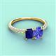 5 - Galina 7x5 mm Emerald Cut Blue Sapphire and 8x6 mm Oval Tanzanite 2 Stone Duo Ring 