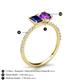 4 - Galina 7x5 mm Emerald Cut Blue Sapphire and 8x6 mm Oval Amethyst 2 Stone Duo Ring 