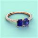 5 - Galina 7x5 mm Emerald Cut Blue Sapphire and 8x6 mm Oval Iolite 2 Stone Duo Ring 