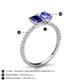 4 - Galina 7x5 mm Emerald Cut Blue Sapphire and 8x6 mm Oval Tanzanite 2 Stone Duo Ring 