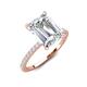 3 - Aisha 2.87 ctw IGI Certified Lab Grown Diamond Emerald Shape (9x7 mm) Hidden Halo accented Side Lab Grown Diamond Engagement Ring 