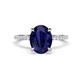 1 - Aisha 2.89 ctw Created Blue Sapphire Oval Shape (9x7 mm) Hidden Halo accented Side Lab Grown Diamond Engagement Ring 