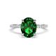 1 - Aisha 2.07 ctw Created Emerald Oval Shape (9x7 mm) Hidden Halo accented Side Lab Grown Diamond Engagement Ring 