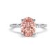 1 - Aisha 1.98 ctw Morganite Oval Shape (9x7 mm) Hidden Halo accented Side Lab Grown Diamond Engagement Ring 