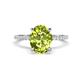 1 - Aisha 2.37 ctw Peridot Oval Shape (9x7 mm) Hidden Halo accented Side Lab Grown Diamond Engagement Ring 