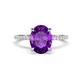 1 - Aisha 2.07 ctw Amethyst Oval Shape (9x7 mm) Hidden Halo accented Side Lab Grown Diamond Engagement Ring 