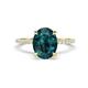 1 - Aisha 2.77 ctw London Blue Topaz Oval Shape (9x7 mm) Hidden Halo accented Side Lab Grown Diamond Engagement Ring 