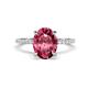 1 - Aisha 2.47 ctw Pink Tourmaline Oval Shape (9x7 mm) Hidden Halo accented Side Lab Grown Diamond Engagement Ring 