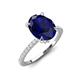3 - Aisha 2.89 ctw Created Blue Sapphire Oval Shape (9x7 mm) Hidden Halo accented Side Lab Grown Diamond Engagement Ring 