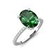 3 - Aisha 2.07 ctw Created Emerald Oval Shape (9x7 mm) Hidden Halo accented Side Lab Grown Diamond Engagement Ring 