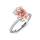 3 - Aisha 1.98 ctw Morganite Oval Shape (9x7 mm) Hidden Halo accented Side Lab Grown Diamond Engagement Ring 