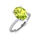 3 - Aisha 2.37 ctw Peridot Oval Shape (9x7 mm) Hidden Halo accented Side Lab Grown Diamond Engagement Ring 