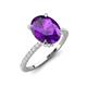 3 - Aisha 2.07 ctw Amethyst Oval Shape (9x7 mm) Hidden Halo accented Side Lab Grown Diamond Engagement Ring 