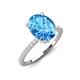 3 - Aisha 2.77 ctw Blue Topaz Oval Shape (9x7 mm) Hidden Halo accented Side Lab Grown Diamond Engagement Ring 