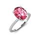 3 - Aisha 2.47 ctw Pink Tourmaline Oval Shape (9x7 mm) Hidden Halo accented Side Lab Grown Diamond Engagement Ring 