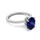 5 - Aisha 2.89 ctw Created Blue Sapphire Oval Shape (9x7 mm) Hidden Halo accented Side Lab Grown Diamond Engagement Ring 