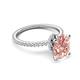 5 - Aisha 1.98 ctw Morganite Oval Shape (9x7 mm) Hidden Halo accented Side Lab Grown Diamond Engagement Ring 