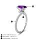 4 - Aisha 2.07 ctw Amethyst Oval Shape (9x7 mm) Hidden Halo accented Side Lab Grown Diamond Engagement Ring 