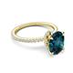 5 - Aisha 2.77 ctw London Blue Topaz Oval Shape (9x7 mm) Hidden Halo accented Side Lab Grown Diamond Engagement Ring 