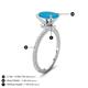 4 - Aisha 1.87 ctw Turquoise Oval Shape (9x7 mm) Hidden Halo accented Side Lab Grown Diamond Engagement Ring 