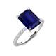 3 - Aisha 3.27 ctw Created Blue Sapphire Emerald Shape (9x7 mm) Hidden Halo accented Side Lab Grown Diamond Engagement Ring 