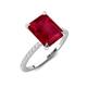 3 - Aisha 3.33 ctw Created Ruby Emerald Shape (9x7 mm) Hidden Halo accented Side Lab Grown Diamond Engagement Ring 