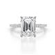 1 - Aisha 2.17 ctw Moissanite Emerald Shape (9x7 mm) Hidden Halo accented Side Lab Grown Diamond Engagement Ring 