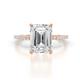1 - Aisha 2.17 ctw Moissanite Emerald Shape (9x7 mm) Hidden Halo accented Side Lab Grown Diamond Engagement Ring 