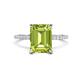 1 - Aisha 2.82 ctw Peridot Emerald Shape (9x7 mm) Hidden Halo accented Side Lab Grown Diamond Engagement Ring 
