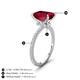 4 - Aisha 3.33 ctw Created Ruby Emerald Shape (9x7 mm) Hidden Halo accented Side Lab Grown Diamond Engagement Ring 