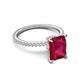 5 - Aisha 3.33 ctw Created Ruby Emerald Shape (9x7 mm) Hidden Halo accented Side Lab Grown Diamond Engagement Ring 