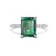 1 - Aisha 3.57 ctw Created Alexandrite Emerald Shape (9x7 mm) Hidden Halo accented Side Lab Grown Diamond Engagement Ring 